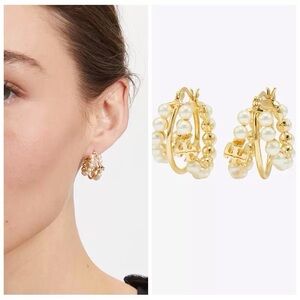 NWOT Tory Burch Kira Imitation Pearl Hoop Earring